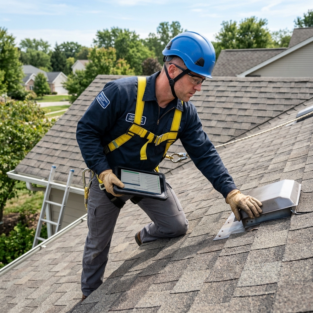 Jeff Mastre performing a professional home roof shingle inspection in Soldotna, Alaska